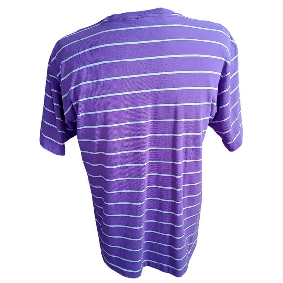 Vintage Men's Medium T-shirt Single Stitch Cross Creek Purple Striped Grunge 90s - Picture 4 of 6